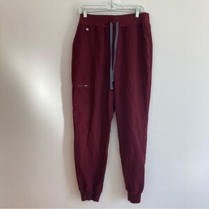 FIGS High Waisted Zamora Jogger Scrubs Burgundy Women's Large Nursing Medical